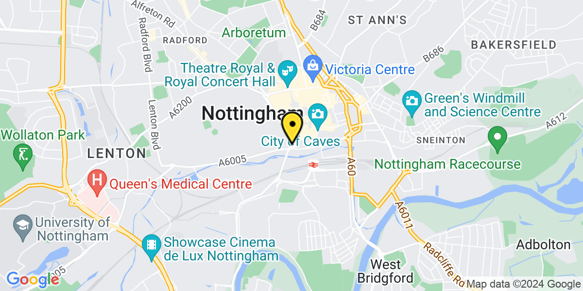 Map of Nottingham Maid Marian Way