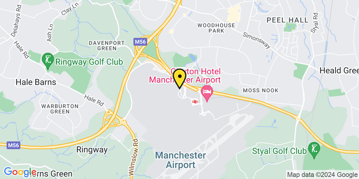 Map of Manchester Airport Meet and Greet T2