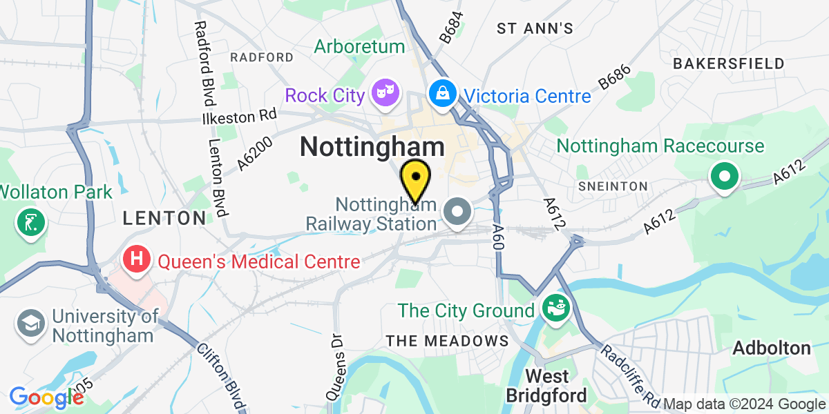 Map of Nottingham Maid Marian Way Forecourt