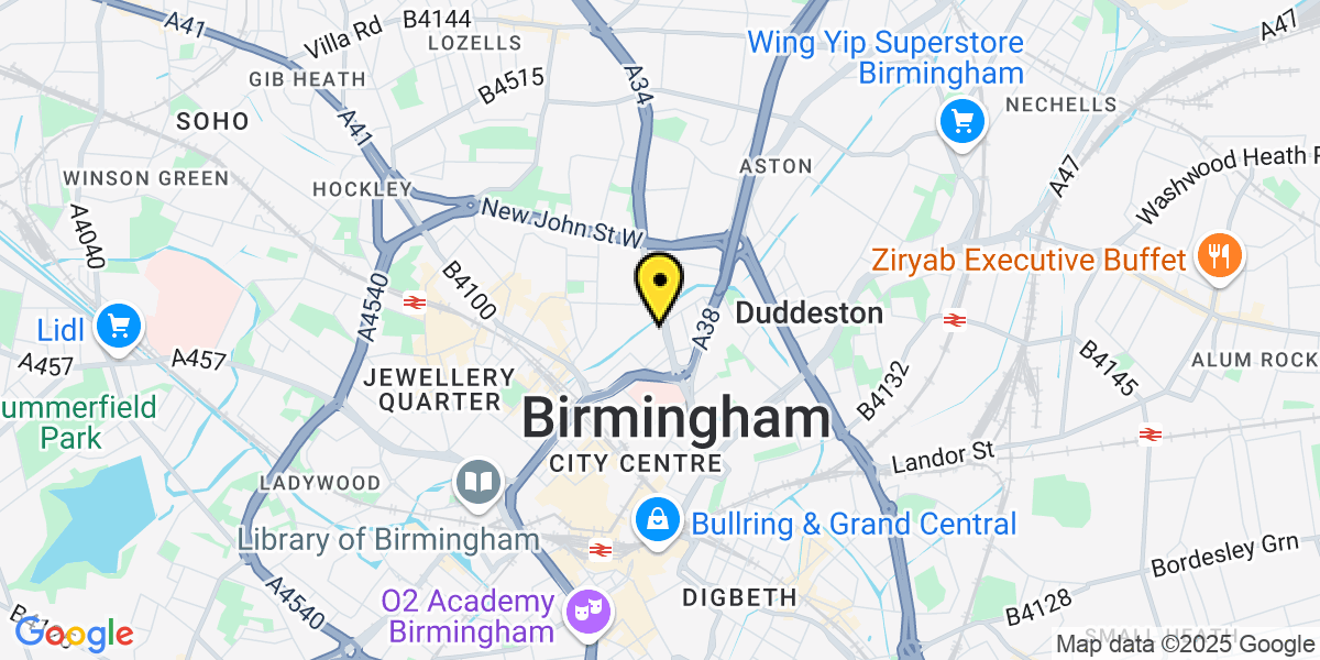 Map of Birmingham Princip Street