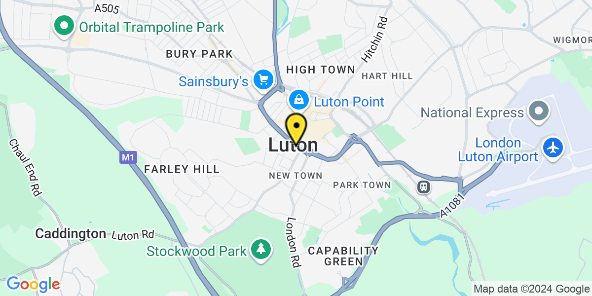 Map of Luton Regent Street (Airport Parking)