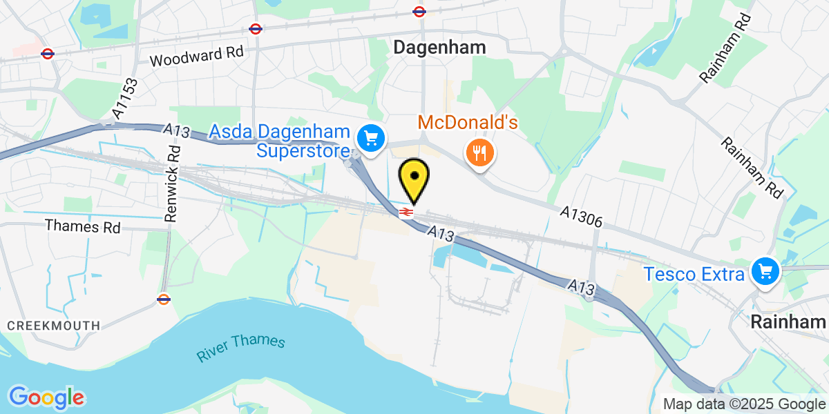 Map of Dagenham Dock Station (C2C)